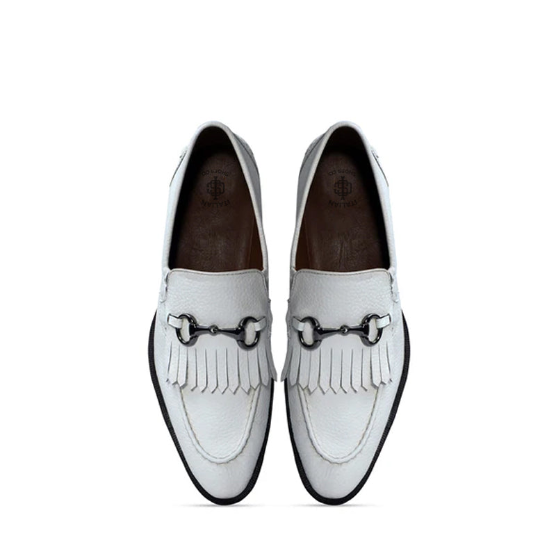 Classic Leather Horse-Bit Buckle Tassel Loafers With Fringed