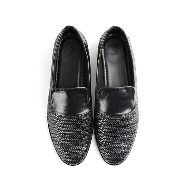 Woven Slip On Leather Loafer For Men