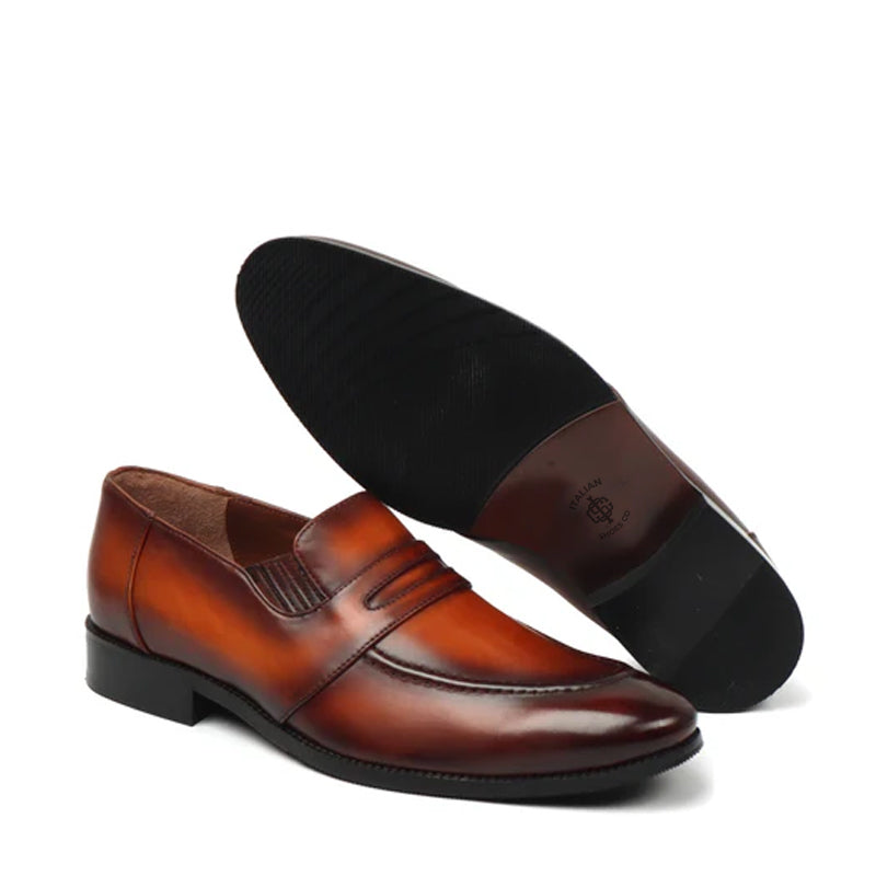 Blue Leather Penny Loafer For Men