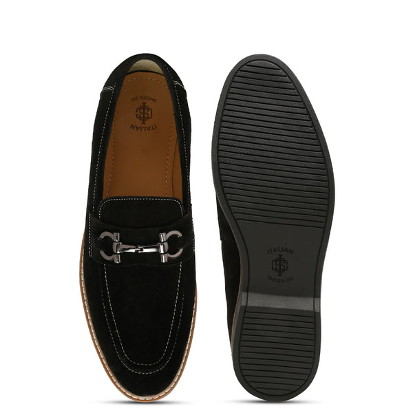 Handmade Suede Leather Loafer With Antique Silver Buckle