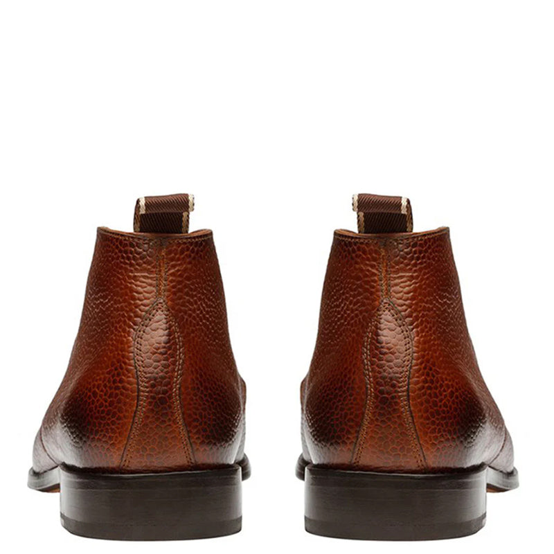 Luxury Stylish Leather Grain Chukkas Boot Brown