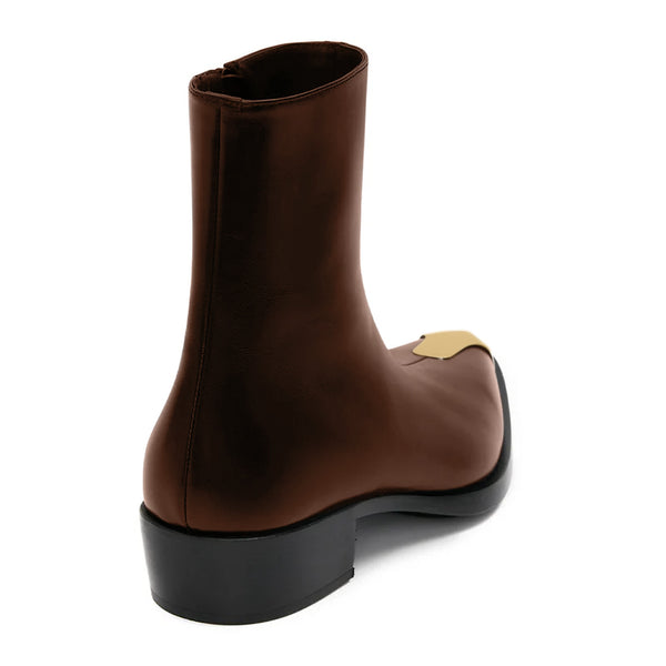 Punk Leather Boots Golden Toe