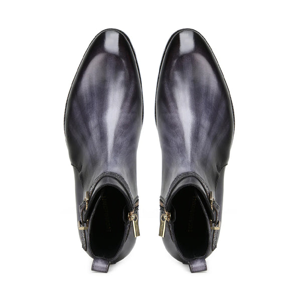 Luxury Stylish Leather Side Zipper Boot With Buckle