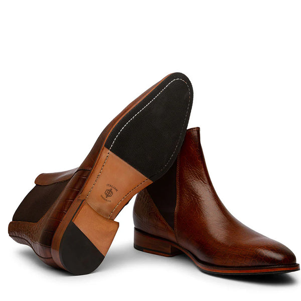 Luxury Design Croco Pure Leather Chelsea Boot