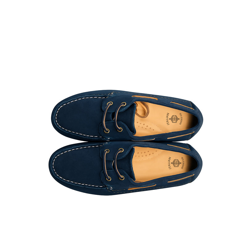 Men's Moccasin In Blue Suede