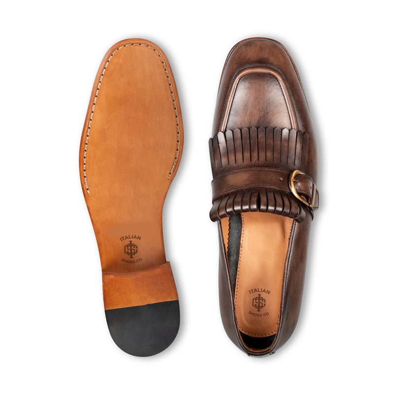 Premium Midnight Leather Single Monk Straps Blue Shoe