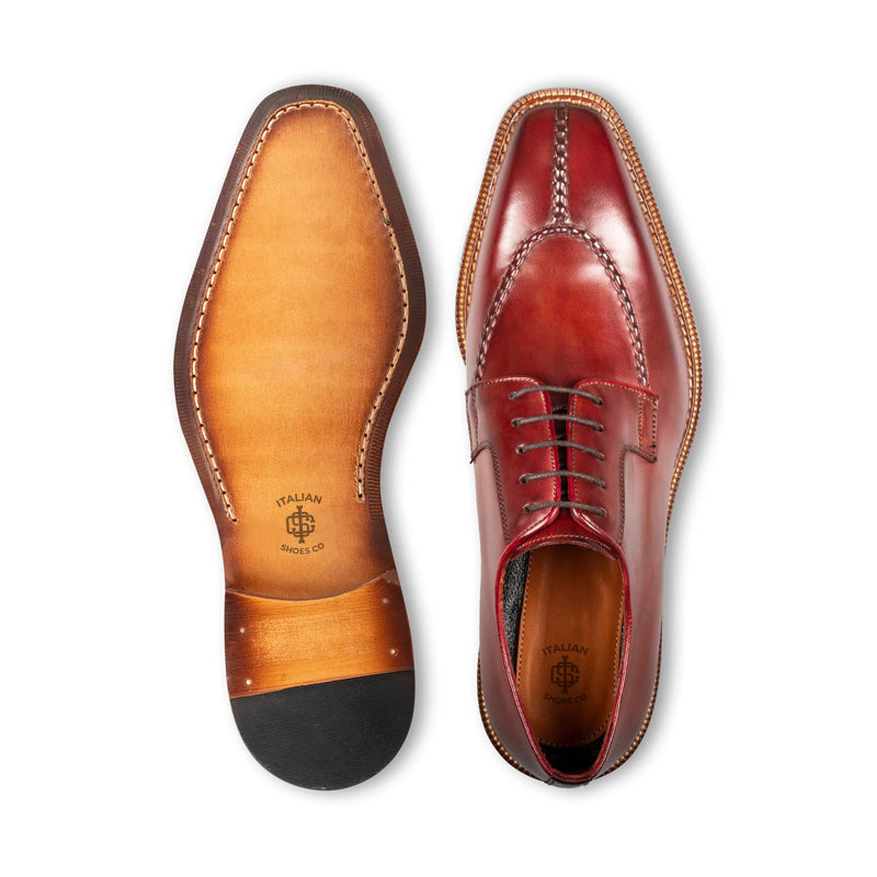 Handpainted Crust Leather Split Toe Derby Shoe Black