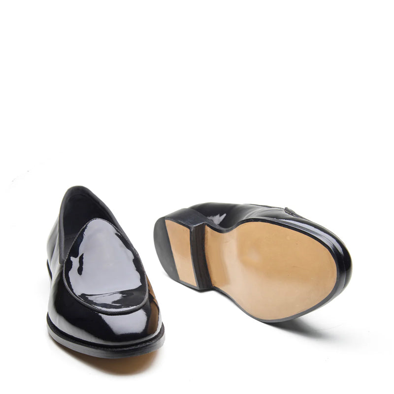 Men s Patent Loafers Slip on Shoe Black