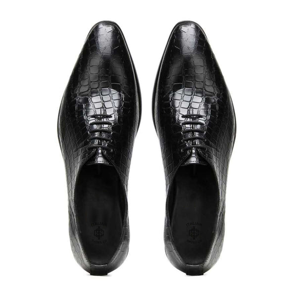 Men Handmade Croco Texture Leather Oxford Shoe