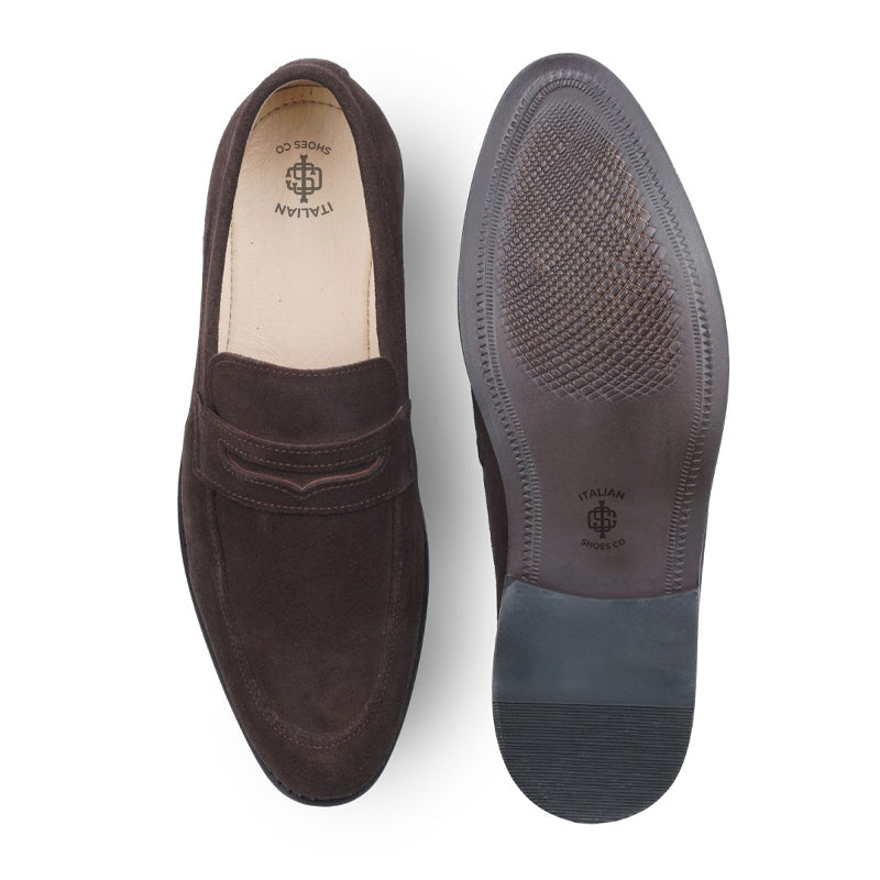 Men Suede Casual Penny Leather Green Loafer