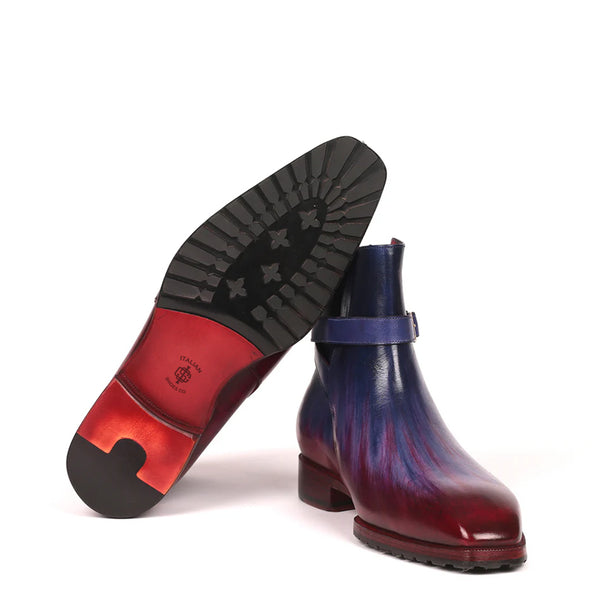 Premium Patina Leather Purple Jodhpur Boot With Buckle