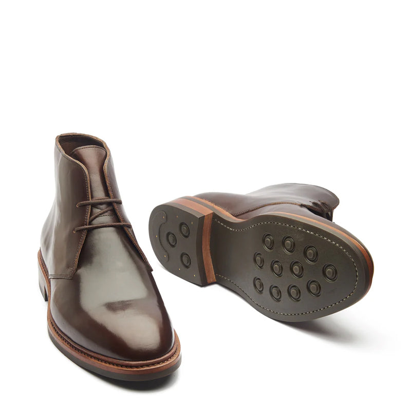 Classic Polished Leather Chukkas Brown Boot