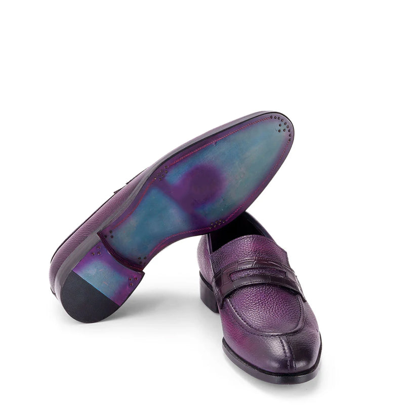 Men Split Toe Leather Loafer Blue Shoe