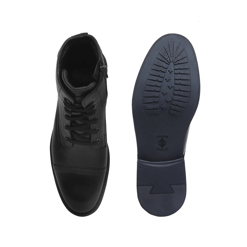 Men Lace Up Leather Casual High Ankle Boot Brown