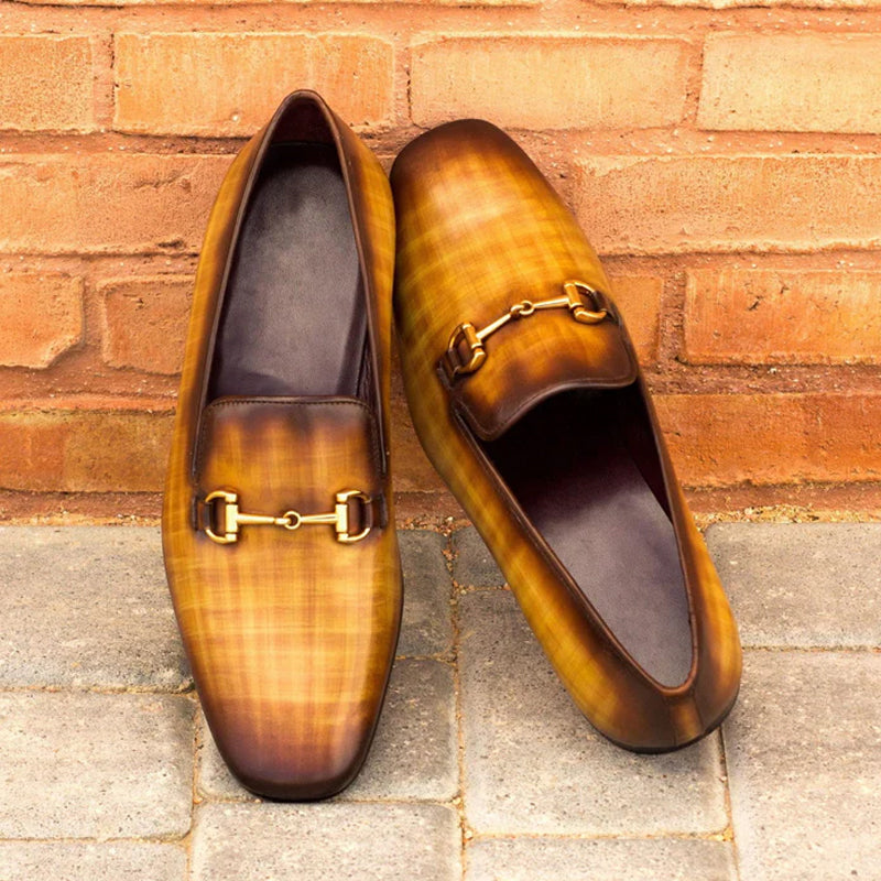 Patina Handpainted Leather Loafer With Gold Buckle