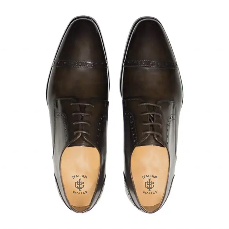 Premium Handmade Leather Cap Toe Oxford Blue Shoe