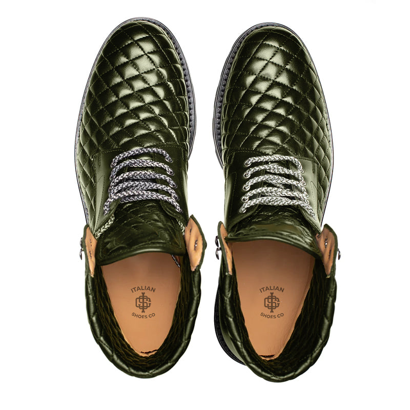 Green Lace-up Leather Boot