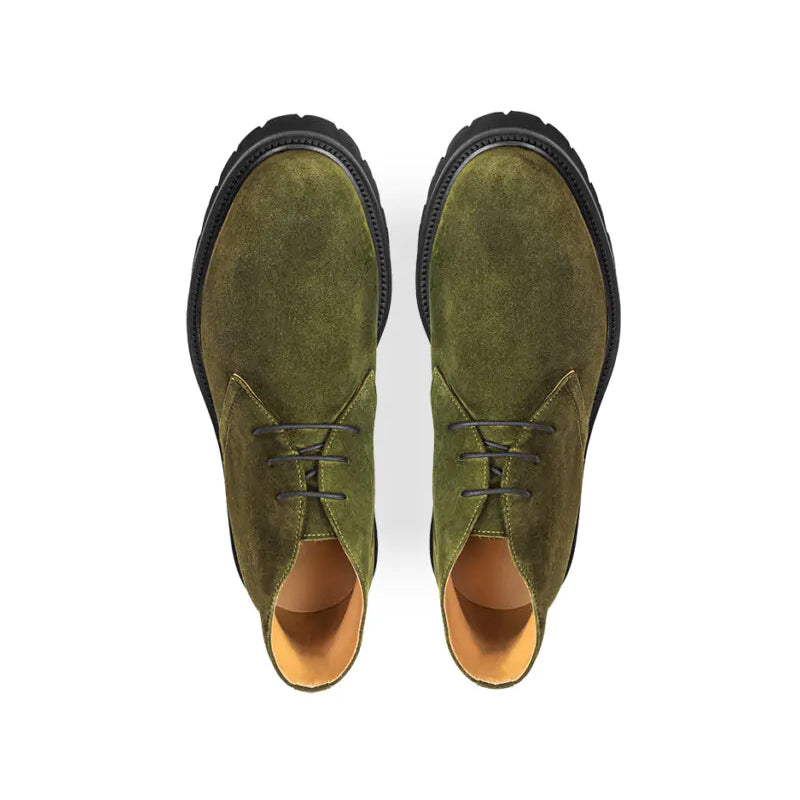 Suede Luxury Solid Leather Chukkas Boot Olive Green