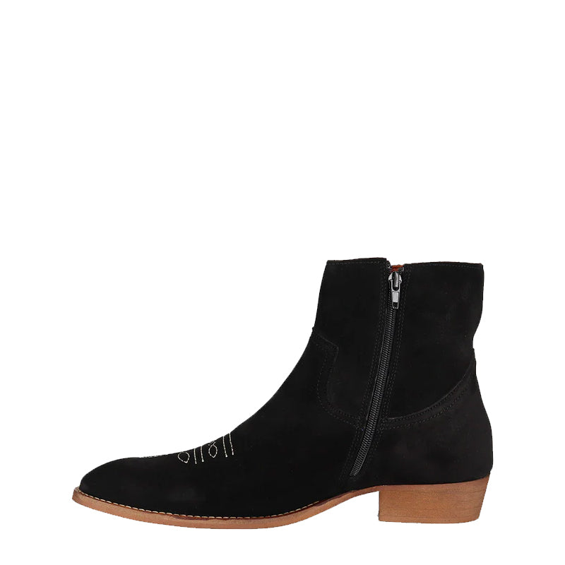 Luxury Design Stylish Suede Leather Side Zipper Boot Black