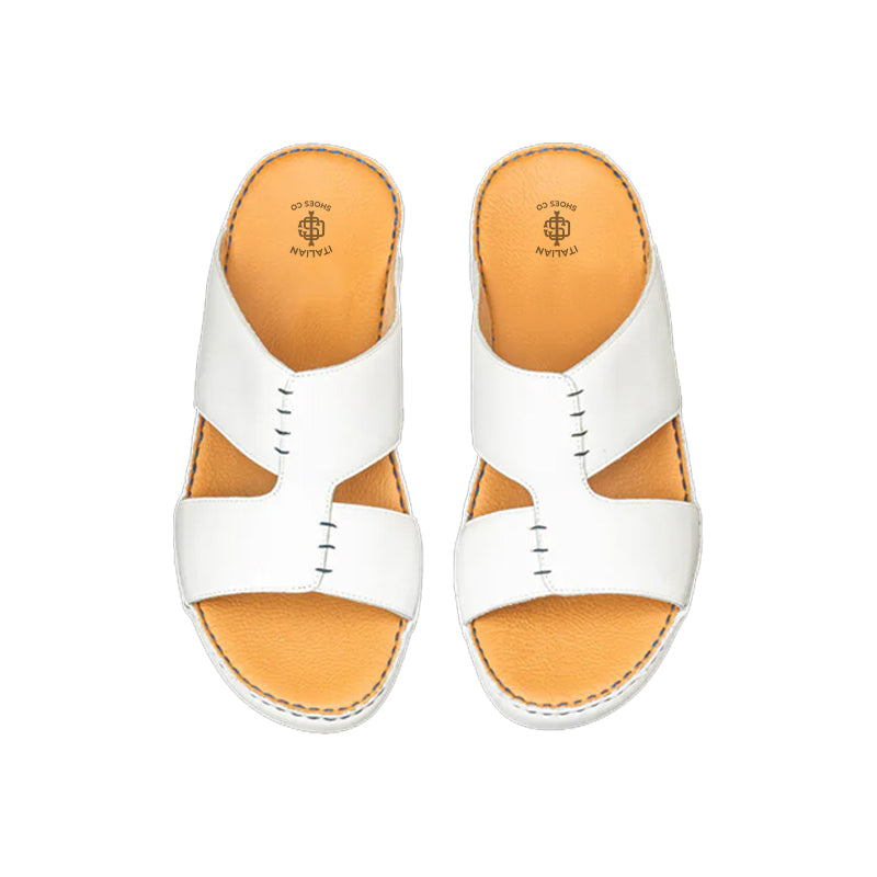 Open Toe Handmade Leather Comfort White Arabic Sandal