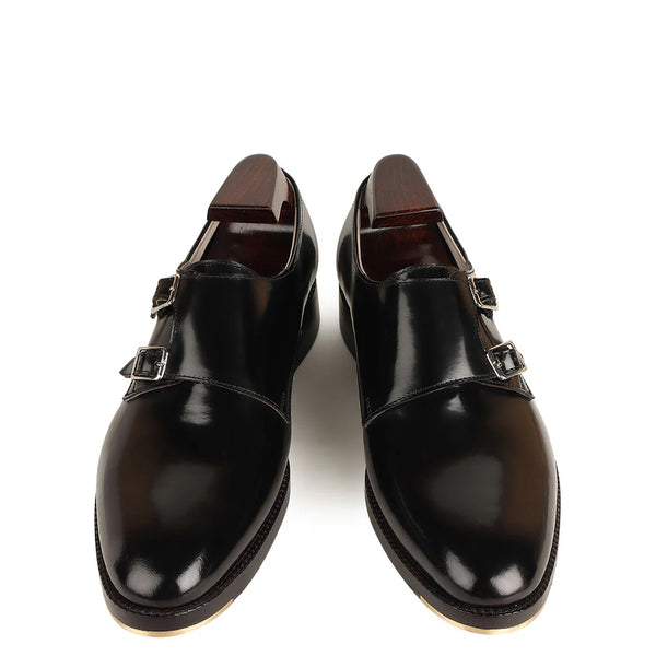 Classic Leather Formal Double Monk Straps Shoe