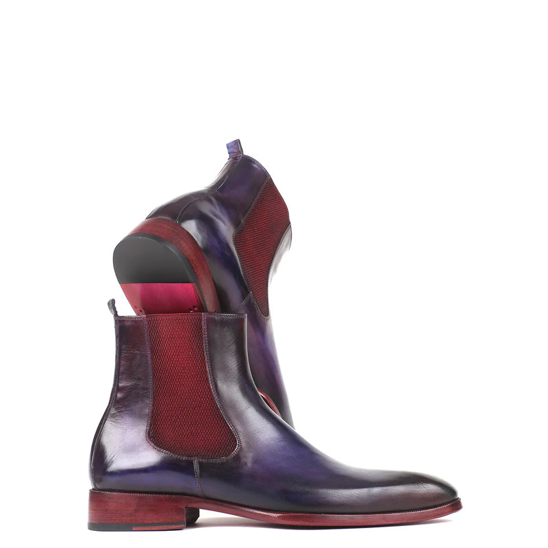 HandPainted Solid Leather Chelsea Boot Black and Grey