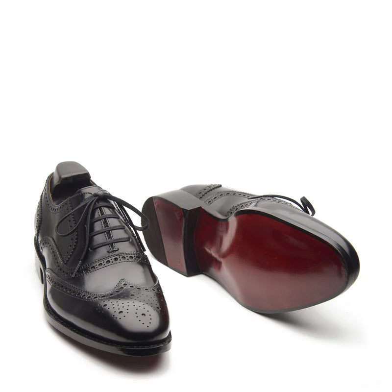 Men Lace-Up Leather Wingtip Oxford Black Shoe