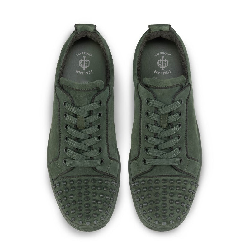 Men Suede Spike Studded Lace Up Sneaker