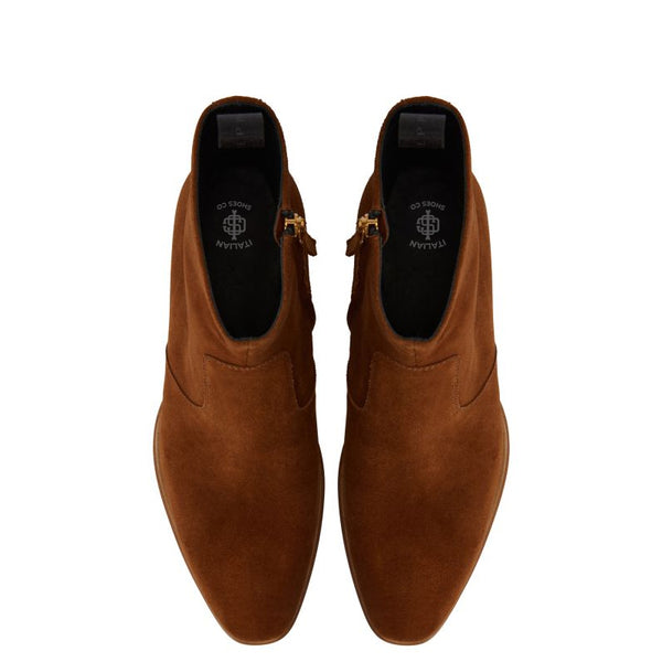 Handmade Suede Leather Side Zipper Ankle Boot