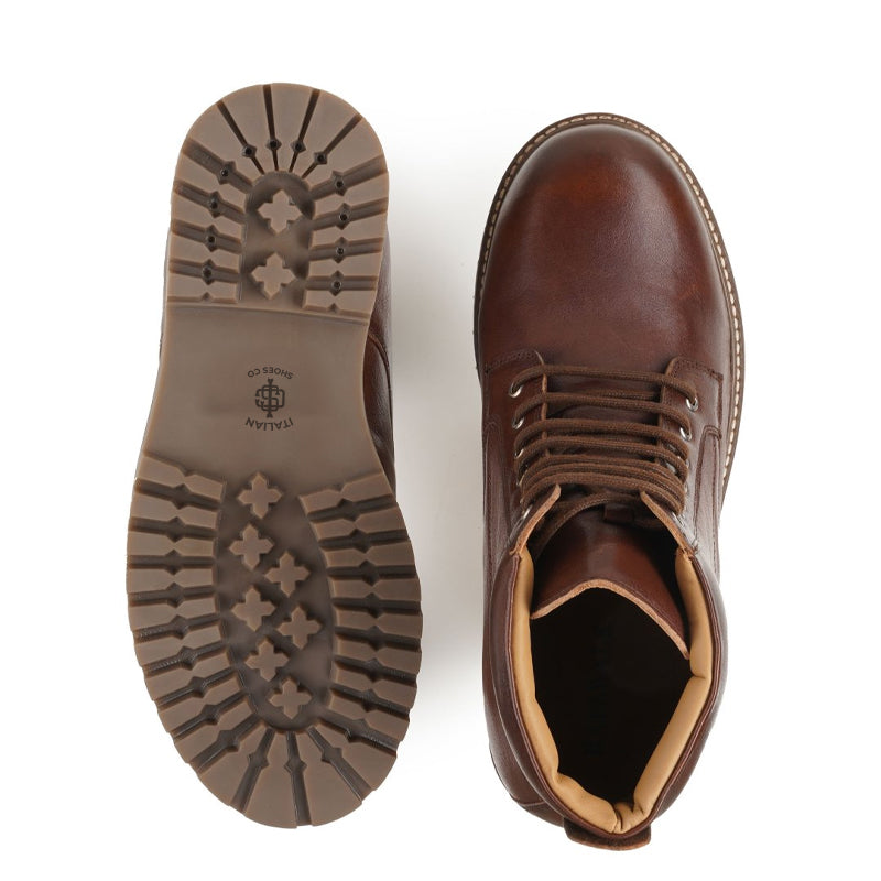 Classic Leather Lace-Up Ankle Boot Black