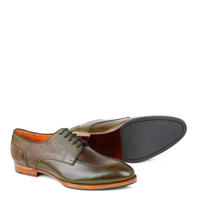Patina Split Toe Italian Leather Derby Shoe Green