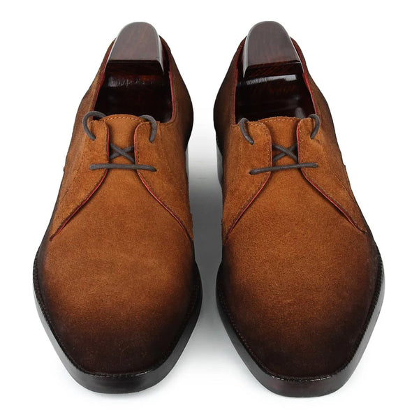 Suede Leather Two Eyelet Derby Shoe Tan