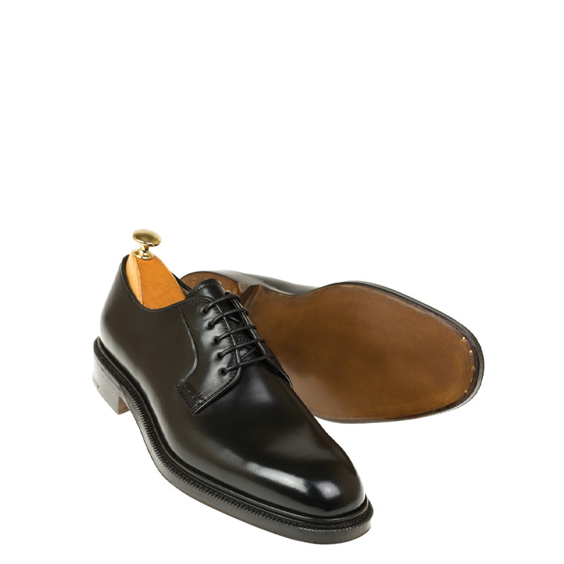 Classic Polished Leather Plain Derby Shoe Black