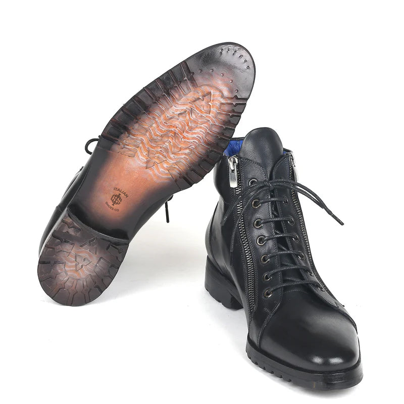 Men Custom Handmade Leather Side Zipper Ankle Boot Tan
