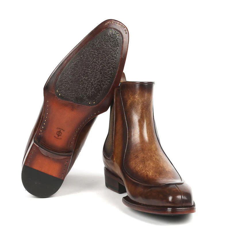 Men Handpainted Leather Chelsea Boots
