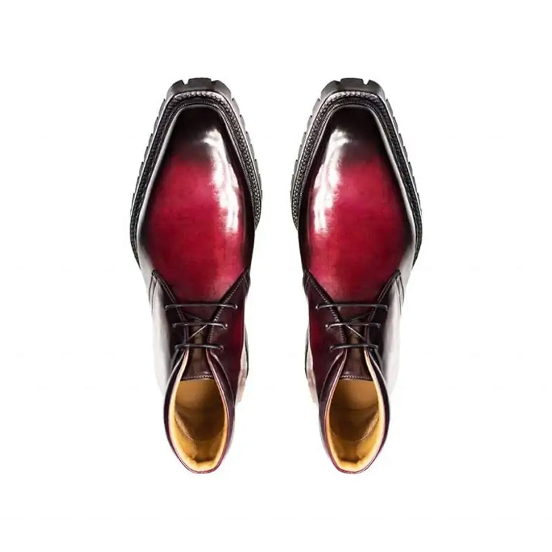 Men Handpainted Solid Leather Chukkas Black Boot