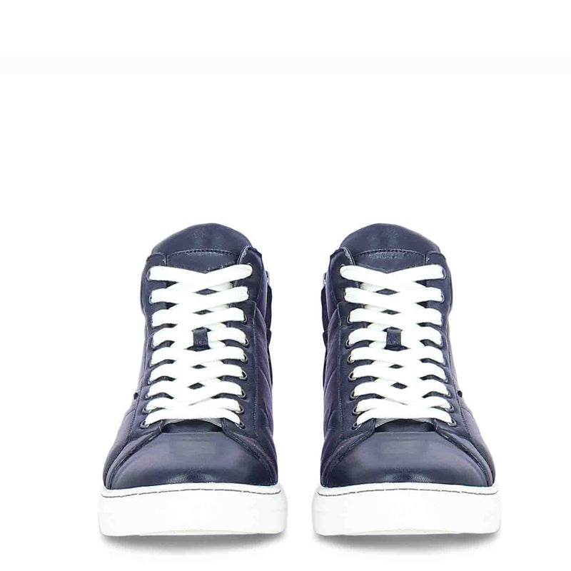 Lace-Up Leather Handcrafted Blue Sneaker