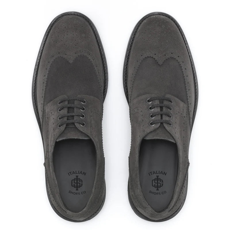 Men Suede Lace Up Leather Oxford Shoes