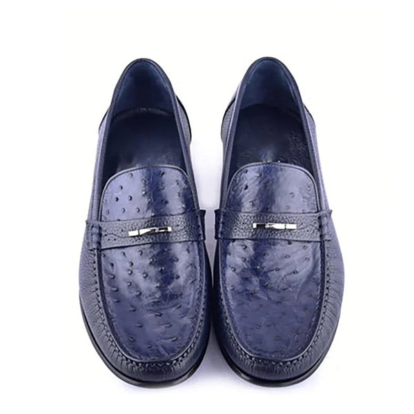 Exotic Ostrich Deer Skin Moccasins Loafers
