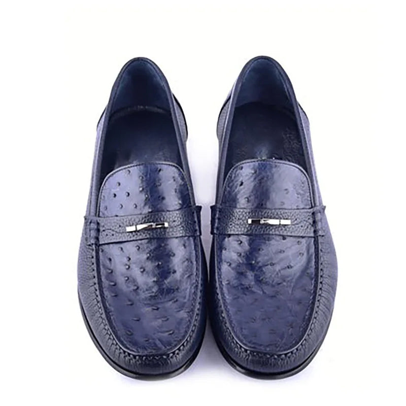 Exotic Ostrich Deer Skin Moccasins Loafers