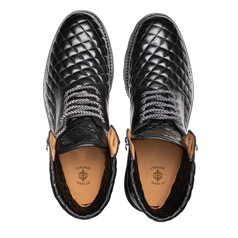 Black Aria Lace-up Leather Boot