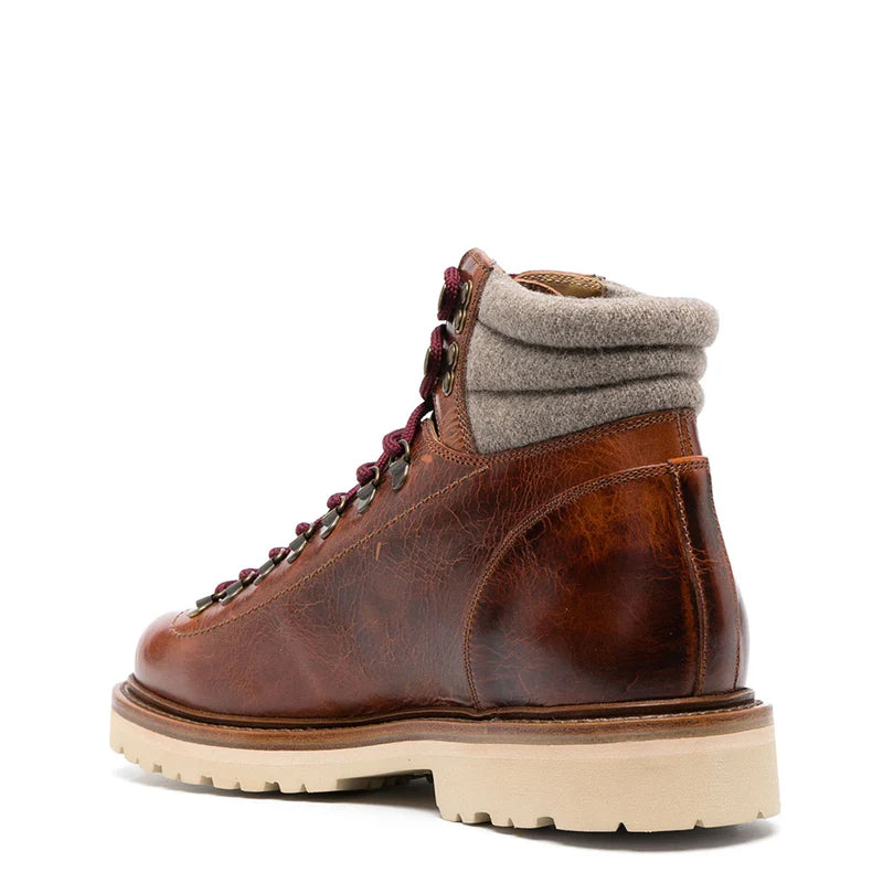 Wine Padded Ankle Lace Up boots