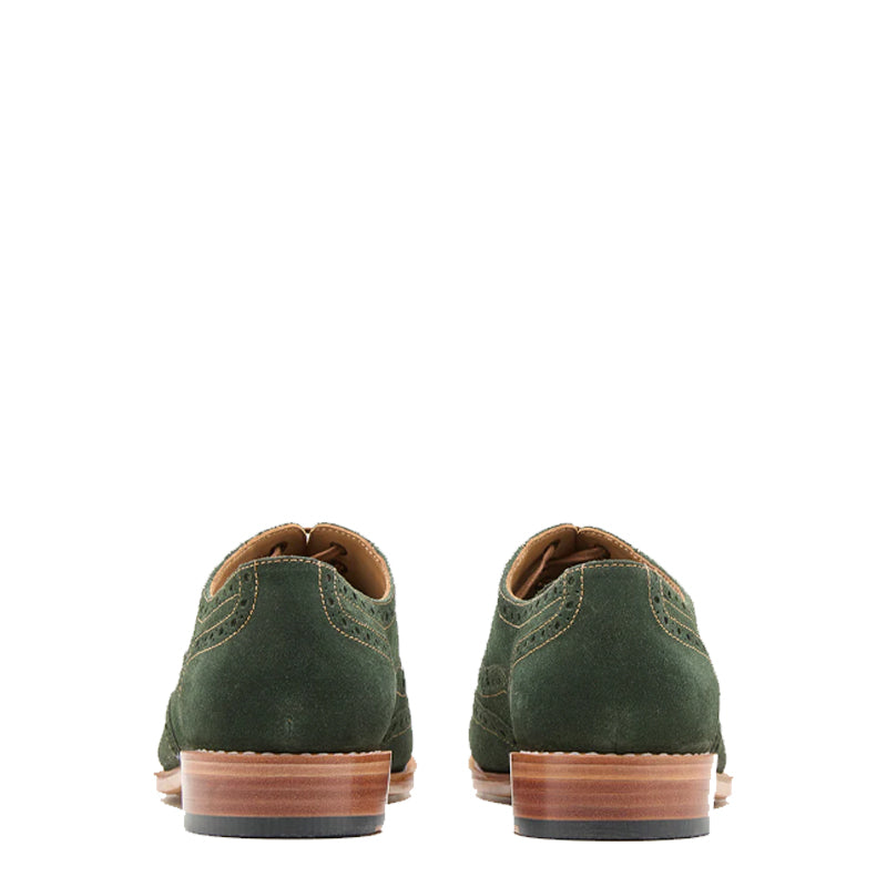 Men Suede Wingtip Leather Oxford Olive Green Shoe