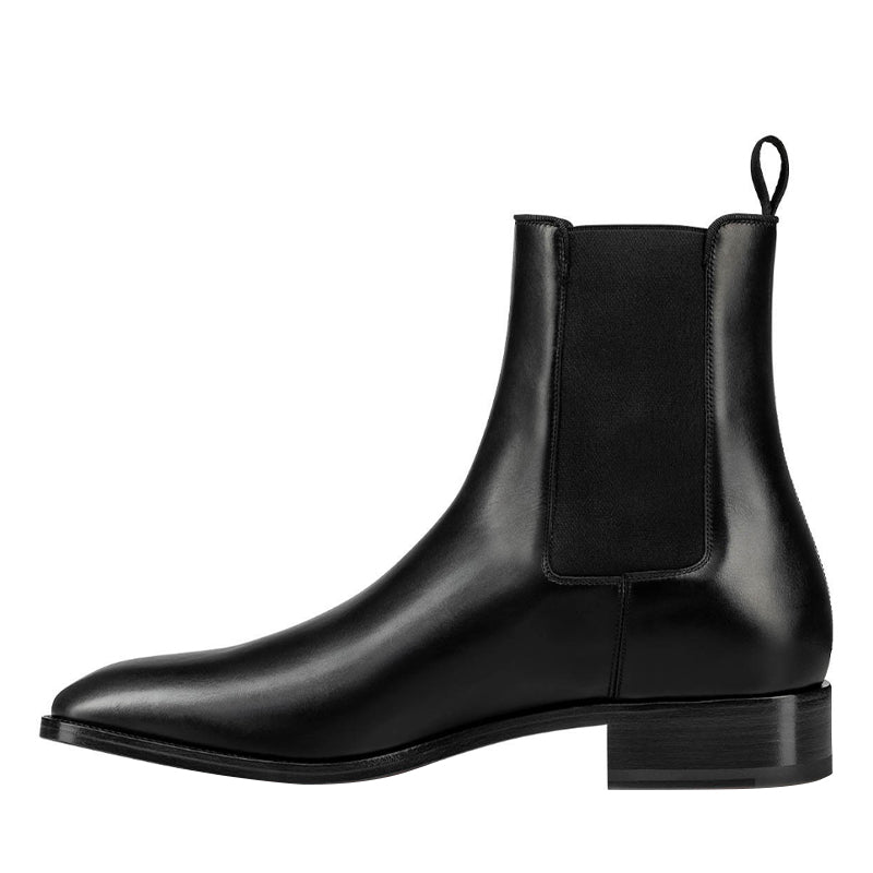 Classic Leather Chelsea Rounded Toe Boot with Low Stacked Heel
