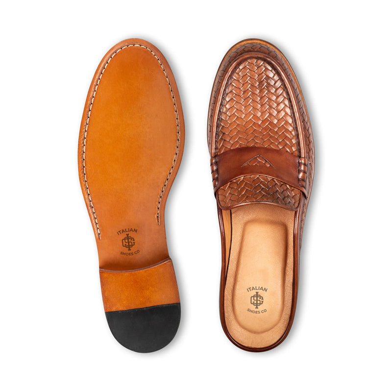 Men Handmade Solid Leather Black Mule