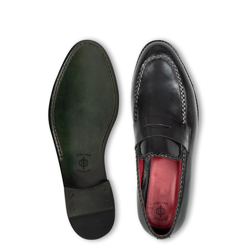 Claasic Design Plain Polished Leather Loafer Black