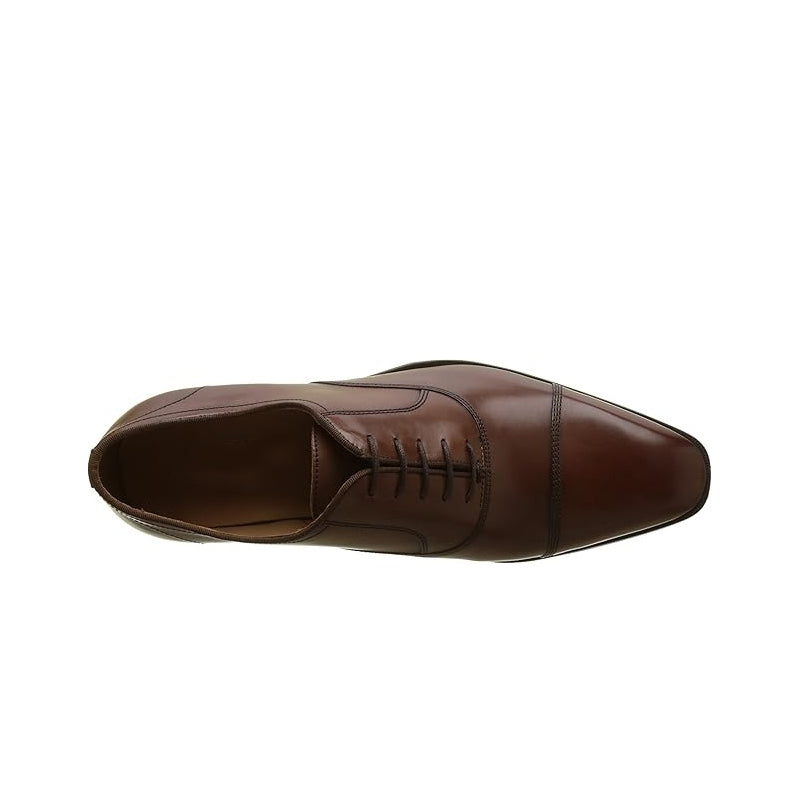 Men Solid Leather Lace Up Oxford Shoes