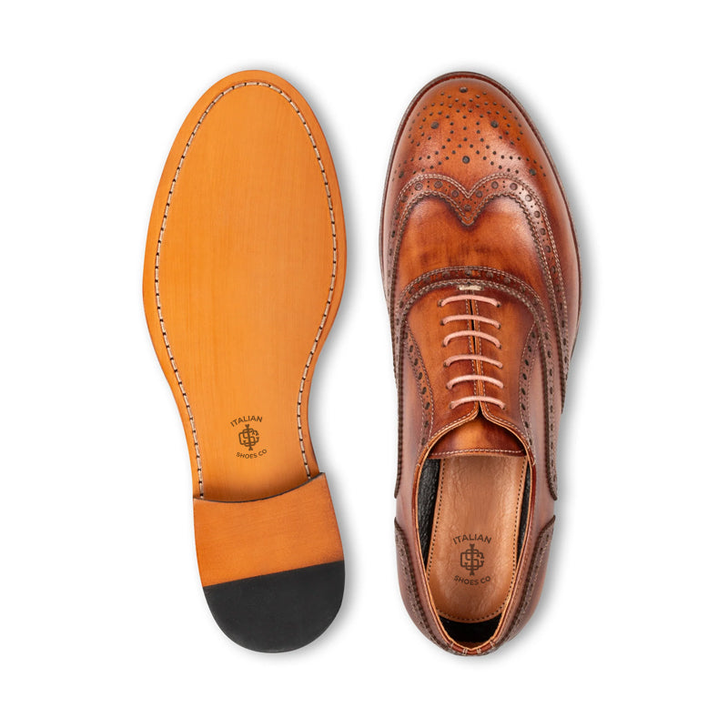 Classic Design Wingtip Pure Leather Oxford Shoe Blue