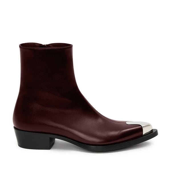 Punk Leather Boots Silver Toe