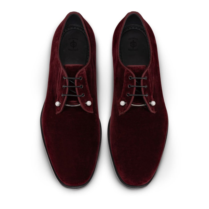 Men Suede Velvet Leather Maroon Derby Shoe
